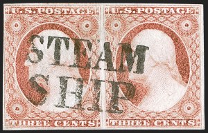 Sale 1242, Lot 142, Three-Cent: Orange Brown, Types I, II (Scott 10-10A)