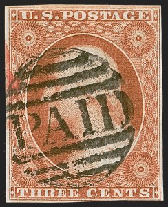 Sale 1242, Lot 146, Three-Cent: Orange Brown, Types I, II (Scott 10-10A)
