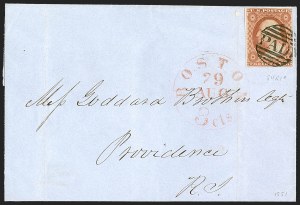 Sale 1242, Lot 147, Three-Cent: Orange Brown, Types I, II (Scott 10-10A)