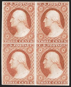 Sale 1242, Lot 161, Three-Cent: Dull Red and Shades, Types I, II (Scott 11-11A)