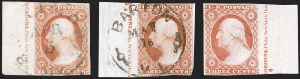 Sale 1242, Lot 164, Three-Cent: Dull Red and Shades, Types I, II (Scott 11-11A)