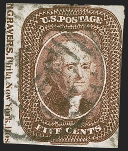 Sale 1242, Lot 277, Five-Cent: Off-Cover (Scott 12)