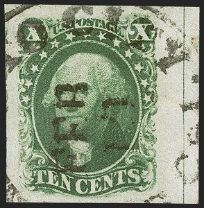 Sale 1242, Lot 364, Ten-Cent: Type III, Off-Cover (Scott 15)