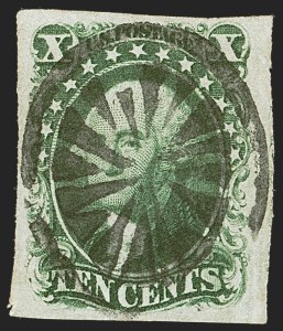 Sale 1242, Lot 365, Ten-Cent: Type III, Off-Cover (Scott 15)