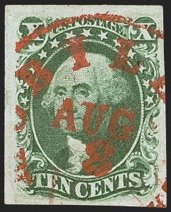 Sale 1242, Lot 366, Ten-Cent: Type III, Off-Cover (Scott 15)