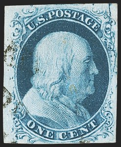 Sale 1242, Lot 82, One-Cent: Plate Two (Scott 7, 8), 1c Blue, Type II, Plate 2 Crack (7 var) Sale 1242, Lot 82, One-Cent: Plate Two (Scott 7, 8)