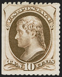Sale 1244, Lot 262, 1875 Continental Bank Note Co. Hard Paper Special Printing (Scott 167-177, 180)