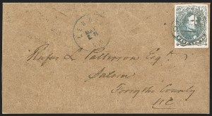 Sale 1244, Lot 532, Confederate States, Postmasters' Provisionals, Lenoir, North Carolina, 5c Blue & Orange (49X1) Sale 1244, Lot 532, Confederate States, Postmasters' Provisionals