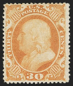 Sale 1245, Lot 1136, 1857-60 Issue, cont. (Scott 31-39), 30c Orange (38) Sale 1245, Lot 1136, 1857-60 Issue, cont. (Scott 31-39)