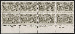 Sale 1251, Lot 1162, 1893 Columbian Issue Plate Blocks (Scott 230-240)