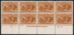 Sale 1251, Lot 1164, 1893 Columbian Issue Plate Blocks (Scott 230-240)