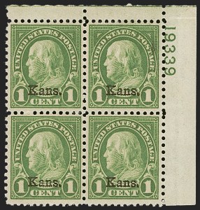 Sale 1251, Lot 1555, Kans.-Nebr. Overprints (Scott 658-679)