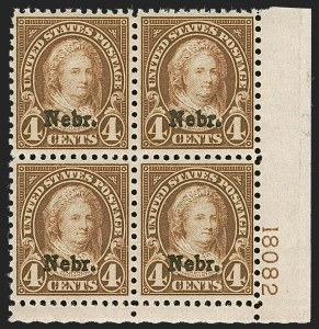 Sale 1251, Lot 1567, Kans.-Nebr. Overprints (Scott 658-679)