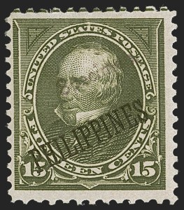 Sale 1254, Lot 593, The Mulholland Collection of Specimens - Columbians thru Back-of-Book, Possessions, PHILIPPINES, 1900, 1c-50c "Specimen" Ovpt. Ty. E, Special Printing (213SP-217SP, 218SP-219SP) Sale 1254, Lot 593, The Mulholland Collection of Specimens - Columbians thru Back-of-Book, Possessions