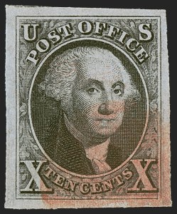 Sale 1255, Lot 100, 10c 1847 Issue: Gems and Cancellation Varieties (Scott 2)