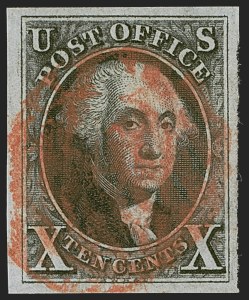 Sale 1255, Lot 101, 10c 1847 Issue: Gems and Cancellation Varieties (Scott 2)