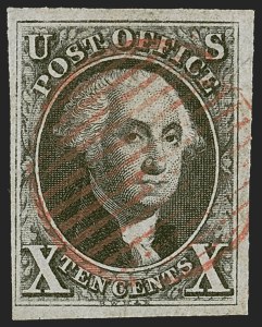 Sale 1255, Lot 111, 10c 1847 Issue: Gems and Cancellation Varieties (Scott 2)