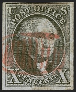 Sale 1255, Lot 113, 10c 1847 Issue: Gems and Cancellation Varieties (Scott 2)