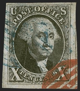 Sale 1255, Lot 115, 10c 1847 Issue: Gems and Cancellation Varieties (Scott 2)