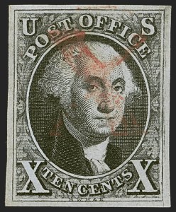 Sale 1255, Lot 119, 10c 1847 Issue: Gems and Cancellation Varieties (Scott 2)