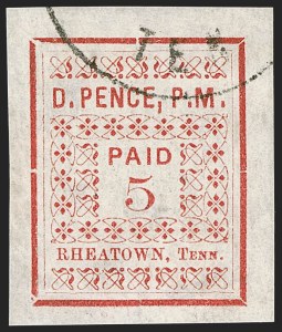 Sale 1255, Lot 1195, Confederate States: Postmasters' Provisionals