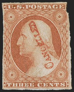 Sale 1255, Lot 173, 3c 1851 Issue: Orange Brown Shades (Scott 10-10A)