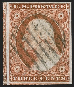 Sale 1255, Lot 174, 3c 1851 Issue: Orange Brown Shades (Scott 10-10A)