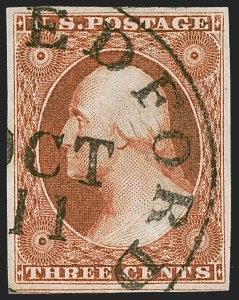 Sale 1255, Lot 175, 3c 1851 Issue: Orange Brown Shades (Scott 10-10A)