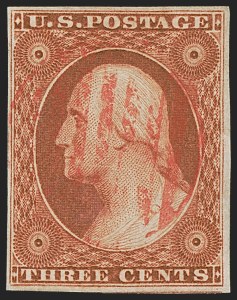 Sale 1255, Lot 186, 3c 1851 Issue: Orange Brown Shades (Scott 10-10A)