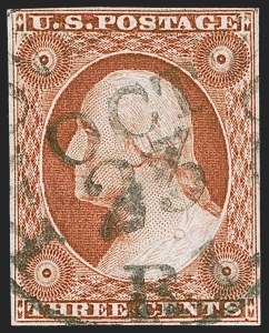 Sale 1255, Lot 189, 3c 1851 Issue: Orange Brown Shades (Scott 10-10A)