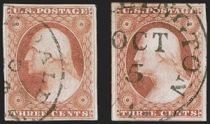 Sale 1255, Lot 205, 3c 1851 Issue: Shades (Scott 11-11A)