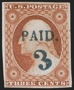 Sale 1255, Lot 213, 3c 1851 Issue: Cancellations and Chicago Perfs (Scott 11-11A)