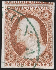 Sale 1255, Lot 218, 3c 1851 Issue: Cancellations and Chicago Perfs (Scott 11-11A)