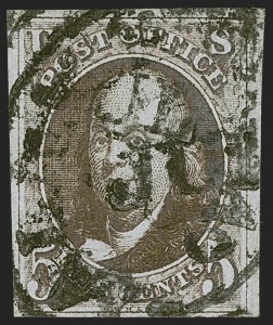 Sale 1255, Lot 22, 5c 1847 Issue, Early Impressions (Scott 1)