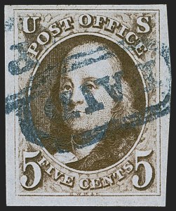 Sale 1255, Lot 27, 5c 1847 Issue, Early Impressions (Scott 1)