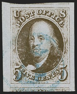 Sale 1255, Lot 36, 5c 1847 Issue, Intermediate and Worn-Plate Impressions (Scott 1)