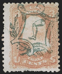 Sale 1255, Lot 400, 3c 1861 Issue, Cancellations (Scott 65)