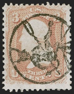 Sale 1255, Lot 404, 3c 1861 Issue, Cancellations (Scott 65)