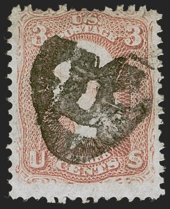 Sale 1255, Lot 408, 3c 1861 Issue, Cancellations (Scott 65)