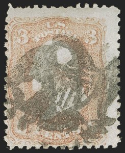 Sale 1255, Lot 420, 3c 1861 Issue, Cancellations (Scott 65)