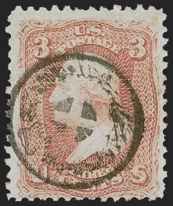 Sale 1255, Lot 423, 3c 1861 Issue, Cancellations (Scott 65)