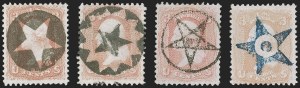 Sale 1255, Lot 435, 3c 1861 Issue, Cancellations (Scott 65)