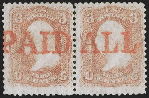 Sale 1255, Lot 445, 3c 1861 Issue, Cancellations (Scott 65)