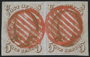 Sale 1255, Lot 48, 5c 1847 Issue, Intermediate and Worn-Plate Impressions (Scott 1)