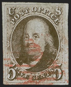 Sale 1255, Lot 55, 5c 1847 Issue, Double Transfers and Plate Varieties (Scott 1)