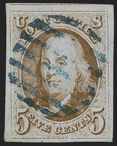 Sale 1255, Lot 63, 5c 1847 Issue, Cancellations: Grid and Fancy (Scott 1)