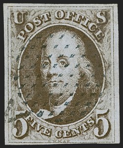 Sale 1255, Lot 67, 5c 1847 Issue, Cancellations: Grid and Fancy (Scott 1)