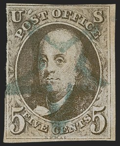 Sale 1255, Lot 69, 5c 1847 Issue, Cancellations: Grid and Fancy (Scott 1)