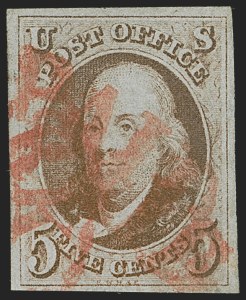 Sale 1255, Lot 77, 5c 1847 Issue, Cancellations: "Paid", "Way", Numerals (Scott 1)