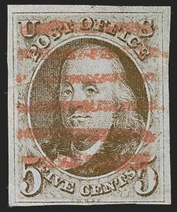 Sale 1255, Lot 93, 5c 1847 Issue, Cancellations: Railroads and Steamboat (Scott 1)